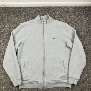 Lacoste Track Jacket Pique Cotton Full Zip Gray Mens Size 4 / Medium